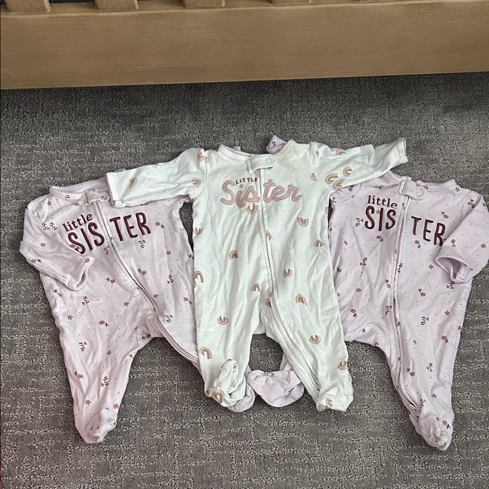 Carter's Little Sister Footies - Pink and White